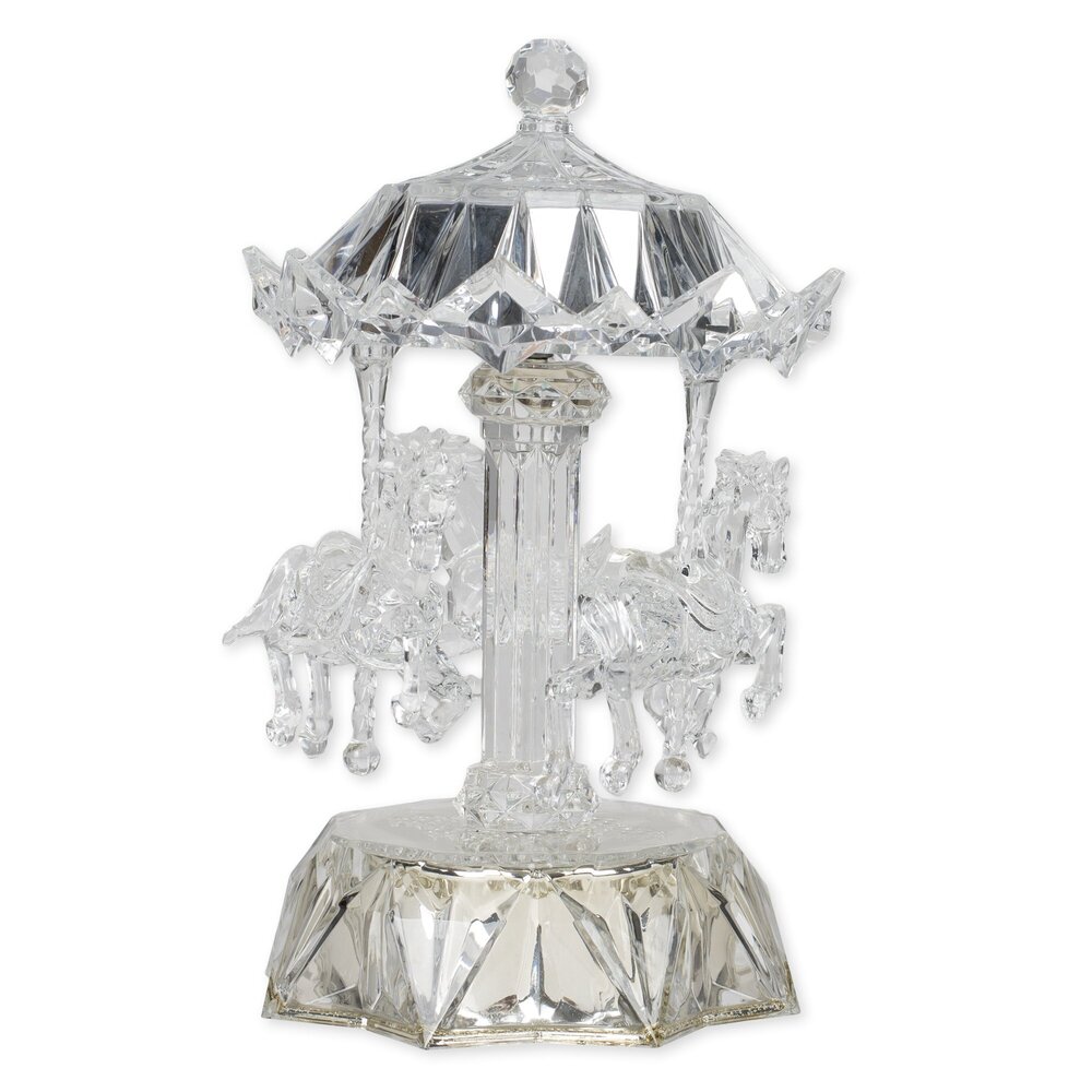3943 LED Light Up Acrylic Carousel W/ Horses 8" H